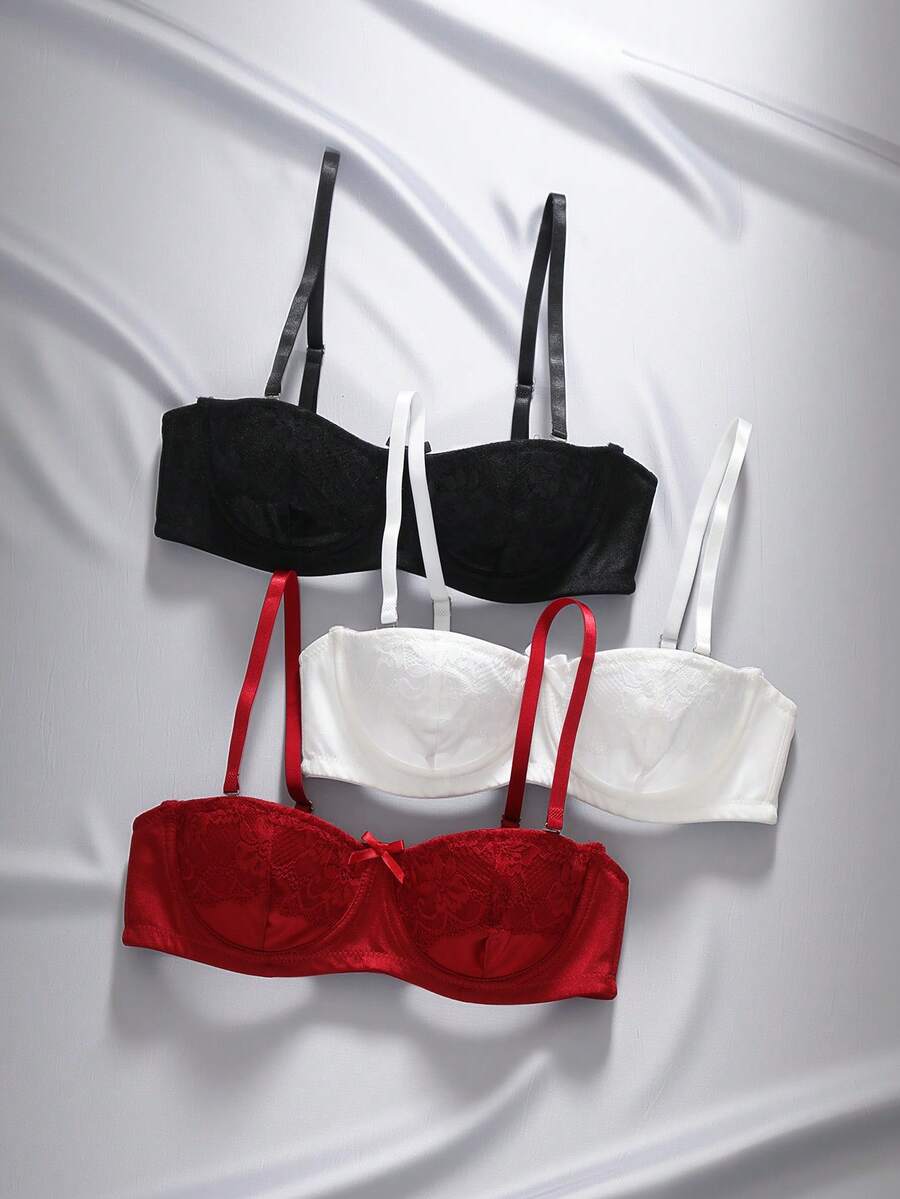 EmpressEnvy Multi-Color Combination Women's Underwire Bra With Underwire And Bone, 3pcs/Set - Multicolor - View 1