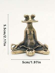 1PC Metal Kung Fu Frog Incense Holder Zen Meditation Frog Statue With Lotus Leaf Base Censer Stand For Yoga Relaxation Bedroom Desktop Ornament Home Decor Accent Miniature Figurine Set - Kung Fu Frog - View 8
