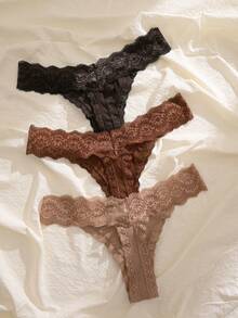 Lullawish Women's Lace Patchwork Sexy Everyday Thong Panties - Multicolor - View 2