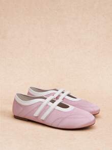 Rosivie Women Shoes Spring And Autumn New Pink Round Toe Low Vamp Comfortable Casual Fashion Silk Texture Elegant Temperament Ballet Shoes - Pink - View 3