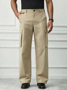 HUEFORM Men's Casual Relaxed Fit Khaki Cargo Pants.Suitable For Everyday Wear. The Best Gift For Your Boyfriend Or Husband. Vacation Autumn - Khaki - View 5