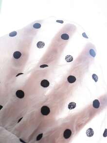 SHEIN Elladie kids 女童休閒紋理復古趣味優雅波點印花布料開襟細肩帶鈕扣寬腿長褲兩件套 - 黑與白 - View 9