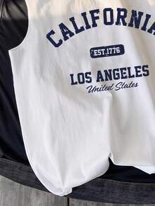 Camiseta de tirantes sin mangas con estampado de letras simple y casual para niño joven, adecuada para el verano - Multicolor - Ver 4
