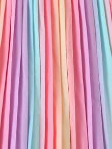 SHEIN Elladie kids 少女款撞色寬鬆百褶細肩帶洋裝 - 彩色 - 查看 5