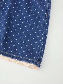 GlowEve Damen Sommer Lässig Polka Dot Muster Denim Rock - Blau - Übersicht 5
