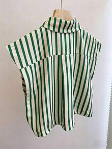 Resyla Striped Collar Cinched Waist Shirt - Green - View 2
