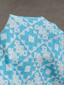 Manfinity EMRG Men's Vacation Casual Geometric Pattern Short Sleeve Knit Top - Blue - View 6