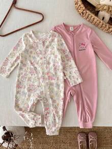 LMoss Kids Baby Girl Knitted Cute Animal Pattern Casual Romper 2pcs Set - Multicolor - View 3