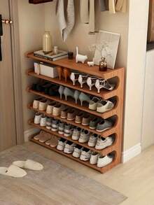 1PC 5 6 Tier Space Saving Bamboo Freestanding Multifunctional Minimalist Easy Assembly Natural Shoe Rack Organizer For Entryway Closet Hallway Bedroom Home Decor Desktop Storage Shoe Shelving Unit Hot Search - Multicolor - View 2