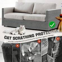 Cat Scratch Sofa Furniture Protection Cover, Furniture Sticky Cat Scratch Deterrent Mat, Cat Climbing Wall Carpet Anti-Scratch Sofa Indoor Cat Claw Protector - Light Grey - View 3