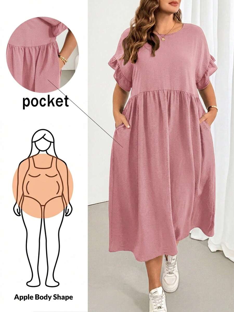 Shapeblank Plus-Size Women's Spring/Summer Fashionable Casual Loose Comfortable Everyday Basic Versatile Slimmi Formal Vacation Pink - Dusty Pink - View 1