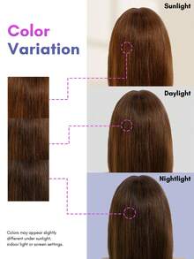 BreezeEase Mixed Brown Short Bob Bang Wigs With 2x1 Mini Lace Straight Bob Wig With Bangs Human Hair Wig With Realistic Lace Top 8-12 Inch P4/30 Color Virgin Remy Hair Wig 150% Density - S4/30 - View 9