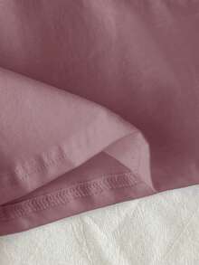 Tseoso 1 buah Kaos Kasual Minimalis Warna Polos Slim Fit, Cocok untuk Musim Panas, 95% Katun - Dusty Purple - View 5