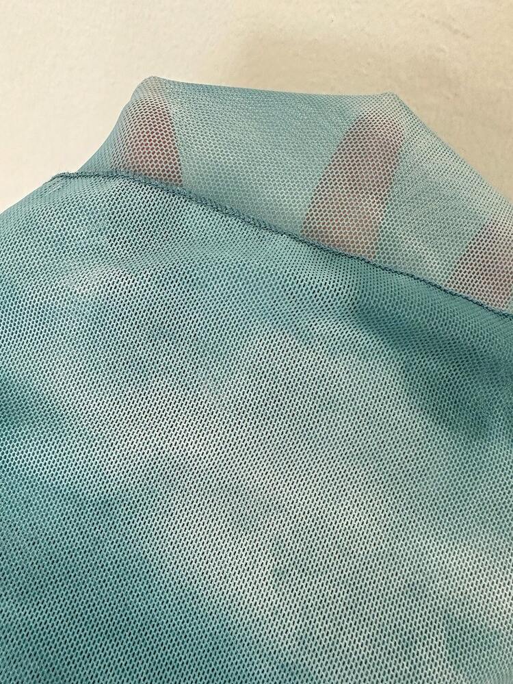 Aloruh Spring/Summer New Elegant Rave Date Night Valentine's Day Wedding Season Aqua Blue Chiffon One-Shoulder Backless Multi-Layer Ruffle Top - Multicolor - View 7