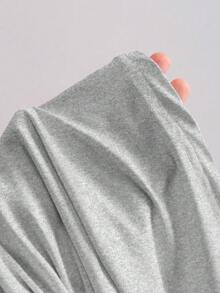 Sweetra 女士新款时尚百搭纯色不对称肩部收腰上衣+长裤两件套 - 淺灰色 - 查看 6