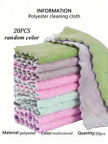 10/20pcs Kitchen Towels And Dishcloths Rag Set 9.4in*5.5in Small Dish Towels For Washing Dishes Dish Rags For Everyday Cooking Baking-Random Color - Multicolor - View 9
