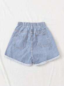 Rivivi Women's Plus Size Light Blue Elastic Waist Denim Shorts - Light Wash - View 2
