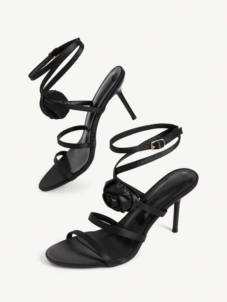 CUCCOO CHICEST Women Shoes Spring And Summer New Models, Multi-Colored Gold Satin Rose Word With High-Heeled Sandals, Buckle Stiletto Open-Toed Roman Shoes, Gentle Celebrity Style, Dating Commuter Shoes, Banquet Bridesmaid Shoes, Temperament Thin And Versatile Women's Shoes