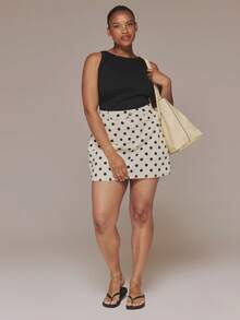 MUSERA Curve Polka Dot Denim Mini Skirt Spring Summer Vacation Holiday Casual Everyday Cute - Multicolor - View 5