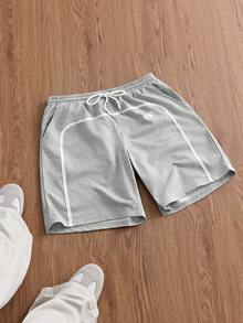 Men's Casual Printed Shorts With Elastic Waist - Grey - View 7