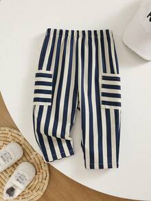 Celana Panjang Patchwork Bergaris untuk Bayi Laki-laki, Cocok untuk Pemakaian Sehari-hari, Jalan-jalan, Liburan, dan Hari Raya - MultiWarna - View 8