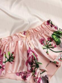 Elorette Floral Lace Bralet With Floral Shorts - Coral Pink - View 11