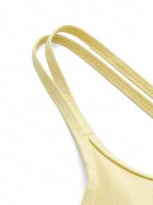 SHEIN Cheerettes 女款素色日常健身舒適運動內衣 - Butter Yellow - 查看 9
