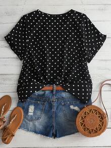 SHEIN Lacomfia Plus Size Women's Black And White Casual 1920s Boho Cute Kawaii Versatile Daily Outing Formal Vacation Shirt Summer - Black - View 2