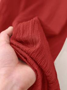 Rusticease Women's Solid Color V-Neck Casual Versatile Daily Wear Blouse - Red - View 7