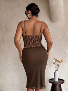 Firerie Plus Size Autumn Casual Sexy Elegant Solid Color Fitted Skirt Formal Night Party Wedding Guest Brunch Night Party Date Night Brown Fall - Coffee Brown - View 5