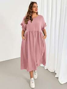 Shapeblank Plus-Size Women's Spring/Summer Fashionable Casual Loose Comfortable Everyday Basic Versatile Slimmi Formal Vacation Pink - Dusty Pink - View 3