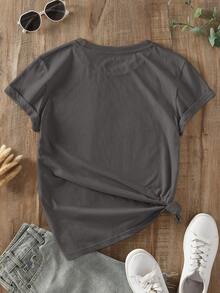 NostaNoir Plain Crew Neck T-Shirt - 灰色 - 查看 2