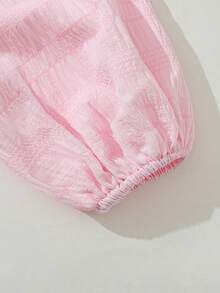 Maija Kids Maija Kids Tween Girl Casual Cute Preppy College Style Daily Peter Pan Collar Ruffle Trim Light Pink Soft Fashion Versatile Shirt Back-To-School Autumn - Pink - View 5