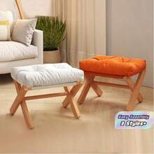 Compact Home Storage Stool, Foldable Footrest For Living Room, Made Of Maple Wood With Soft Padding And Breathable Design, Low And Comfortable, Modern Minimalist Style Suitable For Various Tastes, Ideal For Daily Use, Providing Extra Comfort For - Multicolor - View 1