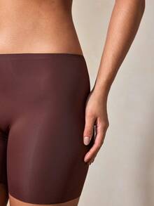 Veilyse Pantalones cortos de cintura alta sin costuras para mujer, ropa interior transpirable, antideslizante y adelgazante - Marrón Chocolate - Ver 6