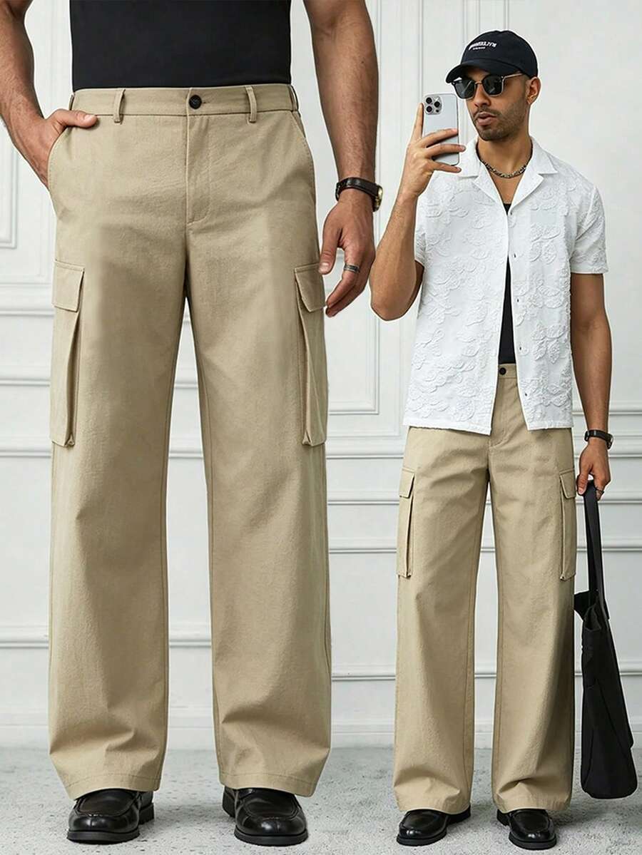 HUEFORM Men's Casual Relaxed Fit Khaki Cargo Pants.Suitable For Everyday Wear. The Best Gift For Your Boyfriend Or Husband. Vacation Autumn - Khaki - View 1