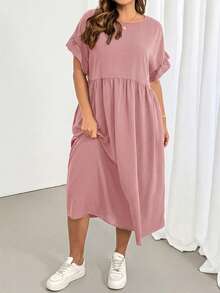Shapeblank Plus-Size Women's Spring/Summer Fashionable Casual Loose Comfortable Everyday Basic Versatile Slimmi Formal Vacation Pink - Dusty Pink - View 5