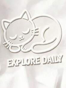 Manfinity Joysei Men's 3D Cute Cat Pattern White T-Shirt, Suitable For Summer Outings, Simple And Versatile - White - View 2