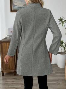 EMERY ROSE Chaqueta ajustada de cuello alto casual para vacaciones de mujer - Gris Claro - Ver 2