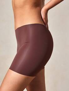 Veilyse Pantalones cortos de cintura alta sin costuras para mujer, ropa interior transpirable, antideslizante y adelgazante - Marrón Chocolate - Ver 7