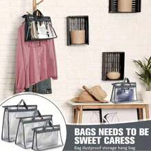 1pc Clear Handbag Storage Organizer Dust Cover Bags, 5 Sizes Transparent Purse Protector Storage Bag With Zipper And Handle For Closet Shelf - Dustproof & Moistureproof, Gender Reveal Party, Perfect For Birthdays, Weddings, Parties - Multicolor - View 9