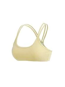 SHEIN Cheerettes 女款素色日常健身舒適運動內衣 - Butter Yellow - 查看 8