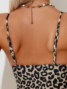 Oceva Women's Leopard Print Fashion Sexy Camisole One-Piece Swimsuit For Vacation - Multicolor - View 4