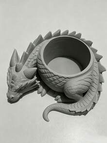1PC 3D Printed Dragon-Shaped Potted Base, Lying Dragon-Shaped Flowerpot, Succulent Planting Container, Office Storage - A - View 6