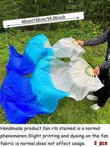 2Pcs Belly Dance Fans, Silk Tassel Bamboo Fans, Colorful Dance Props For Stage Performance & Mother's Day Gifts - Multicolor - View 20