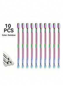 10-Piece Stainless Steel Double-Headed Cuticle Pusher/Trimmer Set, Professional And Durable Nail & Foot Care Tools For Fingernails And Toenails - Multicolor - View 9