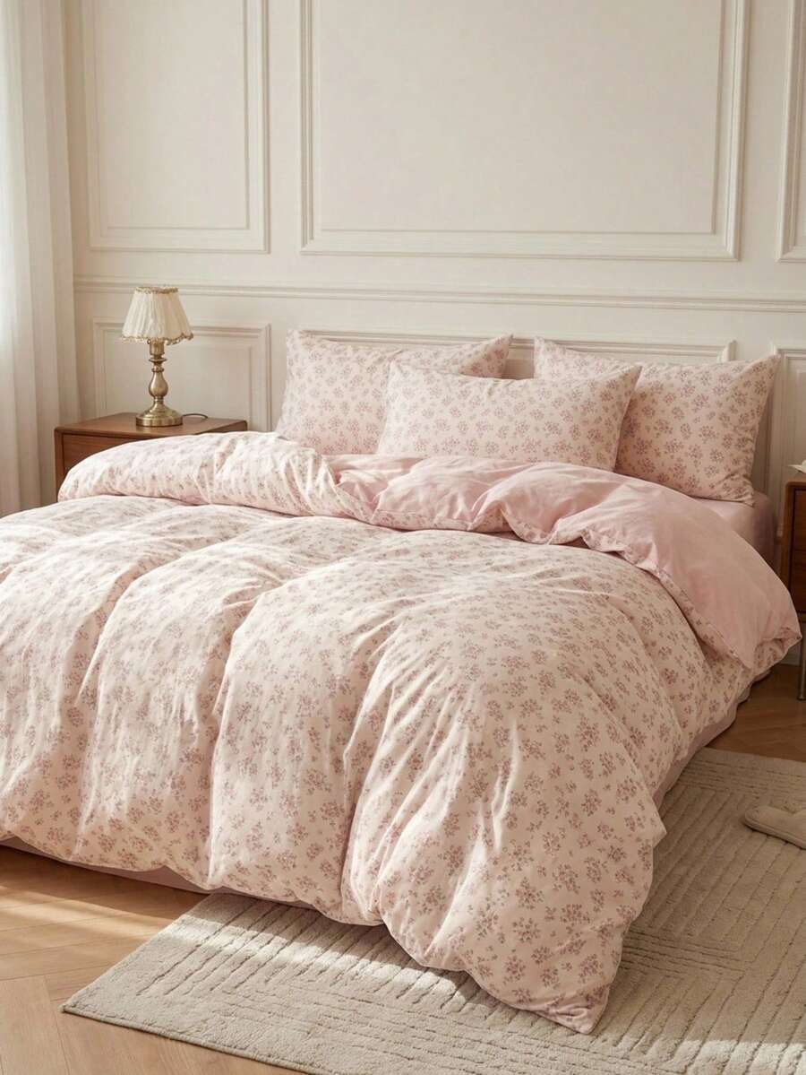 Cirelle 3件套涤纶简约复古蝴蝶结印花床上用品，男女生宿舍适用，宿舍装扮花朵床上用品套装，拉链封口，四季皆宜，柔软亲肤透气，适用于宿舍床、单人床、双人床、特大号床、卧室床被套套装，可快速机洗（包含一个被套、两个枕套，不含被芯） - 彩色 - 查看 1