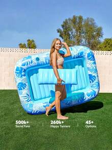 Inflatable Swimming Pool Lounge Chair Float, Oversized Adult Swimming Pool Float With Pillow, Sunbathing Raft Float, Inflatable Swimming Pool Party Gift, Multiple Colors To Choose From - 1PC - View 4
