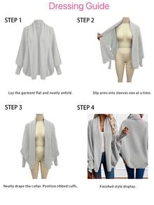 SHEIN 女士纯色休闲蝙蝠翼开衫 - 灰色 - View 3