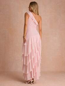 Enchnt Women's Elegant Light Pink Summer Garden Party Dress, 3D Rose Floral Lotus Leaf Strapless Long Prom Dress,Luxury Chic Evening Wedding Outfits - Baby Pink - View 8